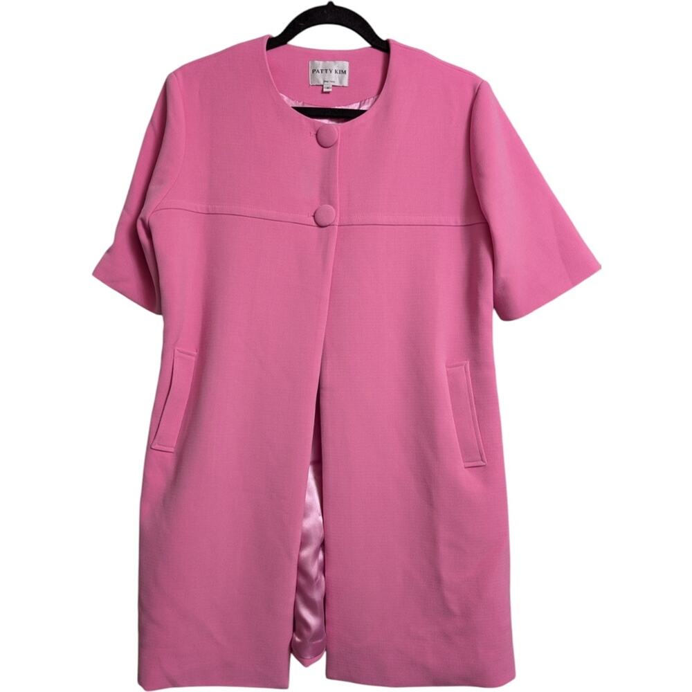 Patty Kim Pink Front Buttons Coat Short Sleeves Vintage Size M
